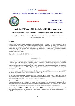 Analyzing EMG and MMG signals for MMG driven bionic arm