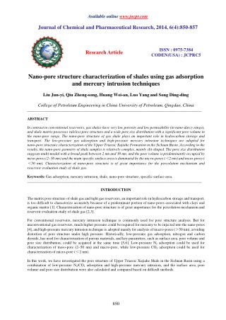 Nano-pore structure characterization of shales using gas adsorption and mercury intrusion techniques