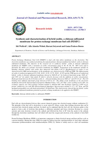 Synthesis and characterization of hybrid zeolite, a chitosan sulfonated membrane for proton exchange membrane fuel cell