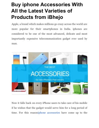 Buy iphone Accessories With All the Latest Varieties of Products from iBhejo