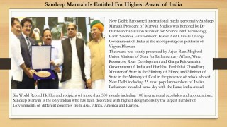 Sandeep Marwah Is Entitled For Highest Award of India