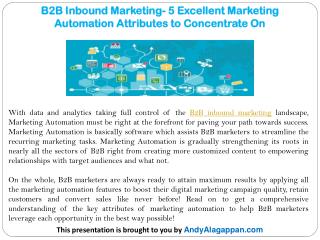 B2B Inbound Marketing- 5 Excellent Marketing Automation Attributes to Concentrate On