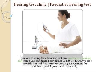 Hearing test cliic | Paediatric hearing test