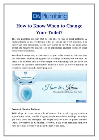 How to Know When to Change Your Toilet?