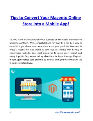 Tips to Convert Your Magento Online Store into a Mobile App!