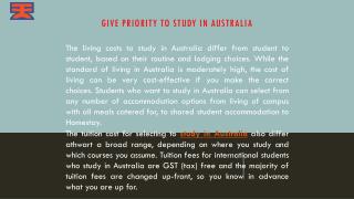 Give Priority to Study in Australia