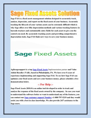 Sage Fixed Assets 2018