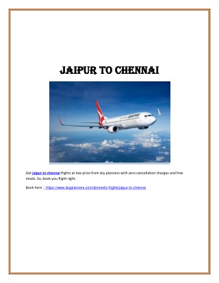 Jaipur to Chennai