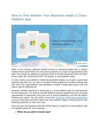 How to find whether Your Business needs a Cross-Platform App