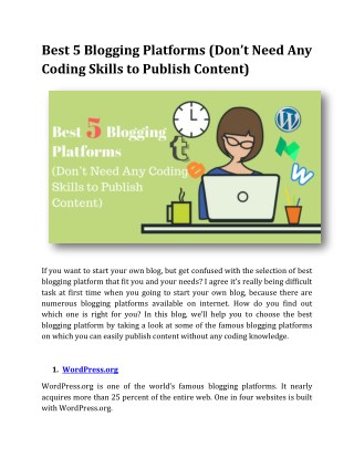 Best 5 Blogging Platforms (Donâ€™t Need Any Coding Skills to Publish Content)