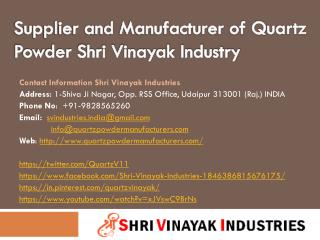 Supplier and Manufacturer of Quartz Powder Shri Vinayak Industry