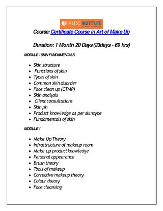 Certificate Course in Art of Makeup School