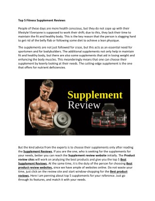 Supplement Reviews