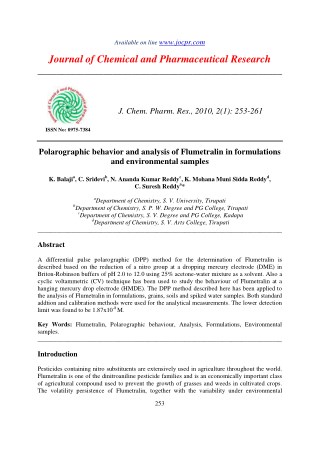 Polarographic behavior and analysis of Flumetralin in formulations and environmental samples