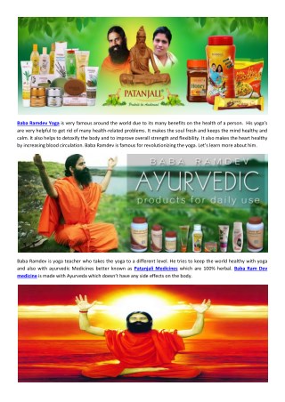Benefits of Baba Ramdev Yoga and Patanjali Products