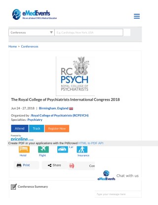 Psychiatry International Conference in UK, Birmingham 2018 | RCPsych Conference 2018 | EPA Congress 2018 |UK Psychiatry
