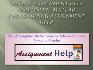 Matlab Assignment Help And Online Matlab Programming Assignment Help