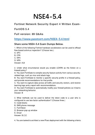 2018 Passtcert NSE4-5.4 Exam Dumps