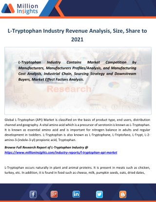 L-tryptophan api industry analysis size growth share forecast to 2021