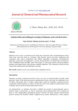 Antimicrobial and antifungal screening of indanone acetic acid derivatives