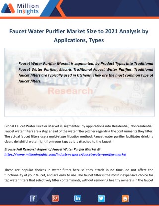 Faucet water purifier industry analysis size growth share forecast to 2021
