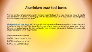 Importance of Installing Toolboxes in Your Truck