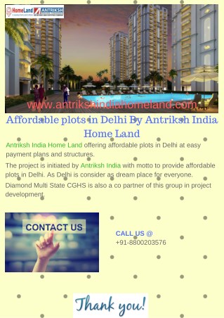 Affordable plots in Delhi By Antriksh India Home Land