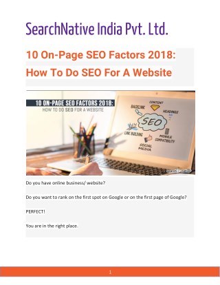 10 On-Page SEO Factors 2018: How To Do SEO For A Website