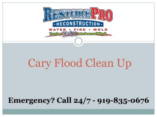 Flood Clean Up Cary North Carolina