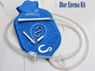 2 Quart Complete Rubber Enema Bag Kit Blue