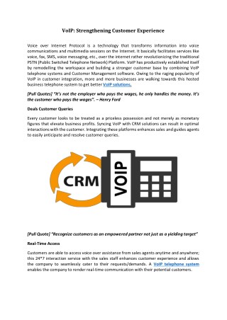 VoIP: Strengthening Customer Experience