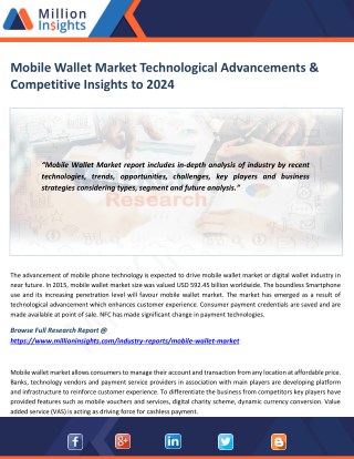 Mobile Wallet Market Technological Advancements & Competitive Insights to 2024