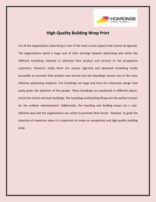 High-Quality Building Wrap Print