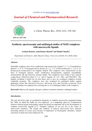 Synthesis, spectroscopic and antifungal studies of Ni(II) complexes with macrocyclic ligands