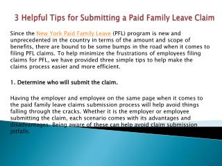 3 Helpful Tips for Submitting a Paid Family Leave Claim