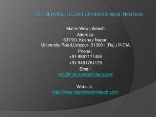 SEO Service in Udaipur Matrix Web Infotech