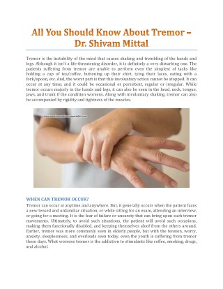 All You Should Know About Tremor â€“ Dr. Shivam Mittal