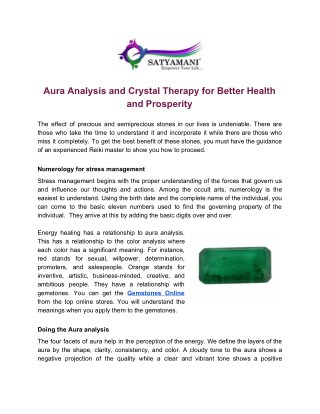 Aura Analysis and Crystal Therapy for Better Health and Prosperity