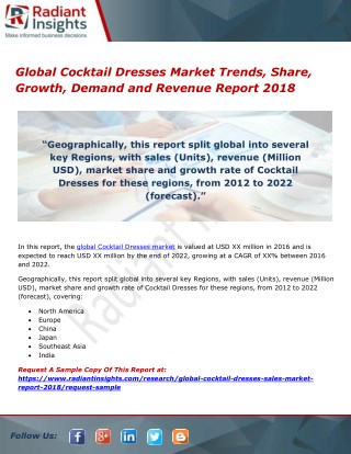 Global Cocktail Dresses Market Trends, Share, Growth, Demand and Revenue Report 2018