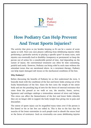 How Podiatry Can Help Prevent And Treat Sports Injuries?