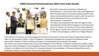 ICMEI Honored Parliamentarians With Fame India Awards