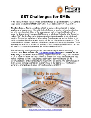 Tally.ERP9 to overcome GST challenges for SMEs