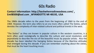 The Music of the 60's through online radio