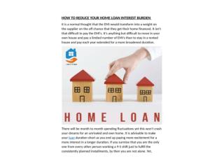 How To Reduce Your Home Loan Interest Burden