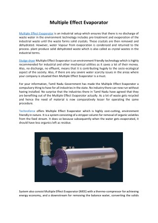 Multiple Effect Evaporator