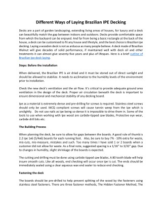 Different Ways of Laying Brazilian IPE Decking