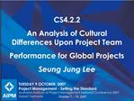 TUESDAY 9 OCTOBER, 2007 Project Management - Setting the Standard Australian Institute of Project Management National Co
