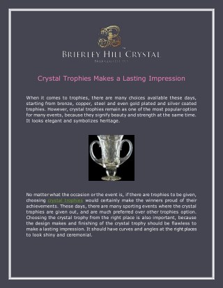 Crystal Trophies Makes a Lasting Impression