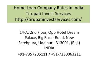 Home Loan Company Rates in India Tirupati Invest Services