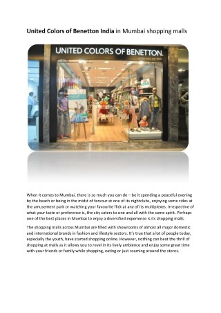 United Colors of Benetton India for your fashion needs